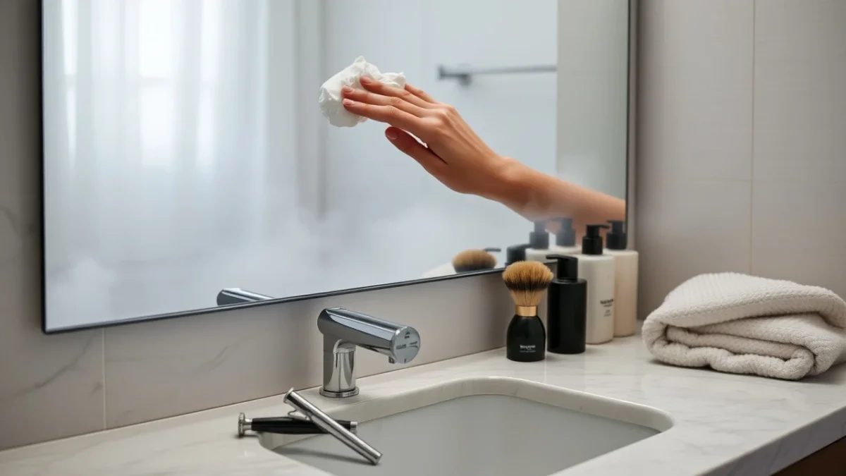 Διώξε την ομίχλη από τον καθρέφτη του μπάνιου με αφρό ξυρίσματος.