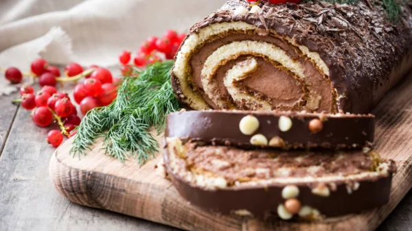 Χριστουγεννιάτικος κορμός σοκολάτας