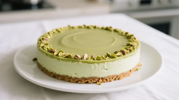 Δροσερό cheesecake με φιστίκι Αιγίνης χωρίς ψήσιμο και βελούδινη κρέμα