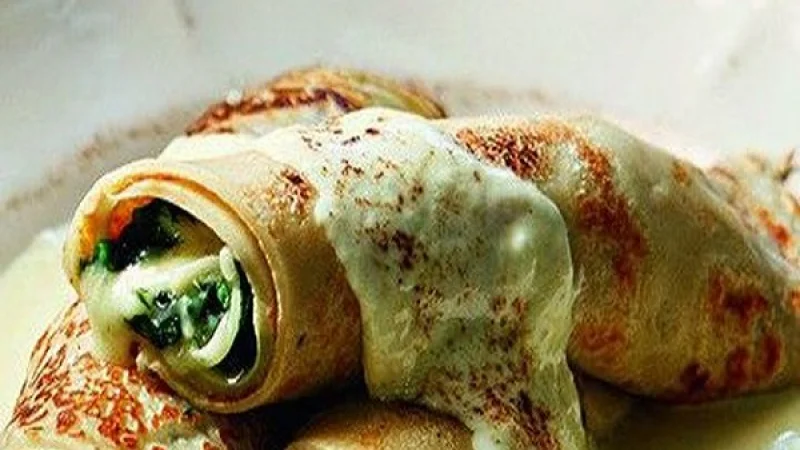 Κρέπες με σπανάκι και γραβιέρα